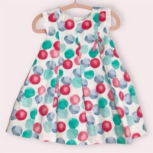 NWT Mayoral Chic dress multi color polka dot fully lined flutter sleeve 12 month